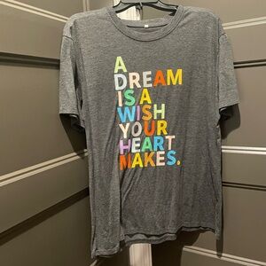 Gray Graphic Tee with Colorful Text